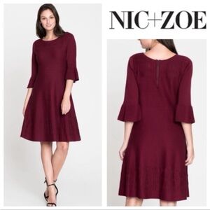 Nic+Zoe Burgundy Midi Illusion Twirl Sweater Dress Size Large